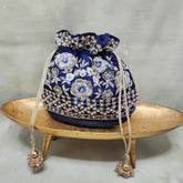 Floral Saga Potli - Navy Blue